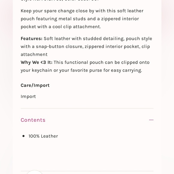 Free People Studded Clip On Wallet Leather in Color: Cognac NWT - Picture 9 of 16